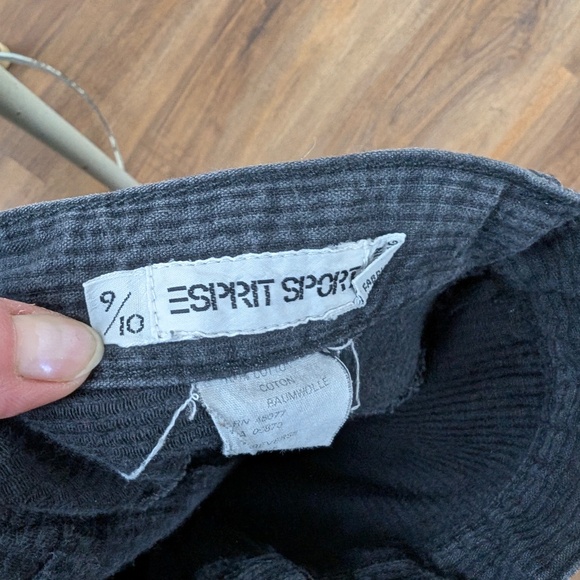 90s Esprit Sport Corduroy Skirt Midi Slit Pencil Dark Velvet - Picture 3 of 9